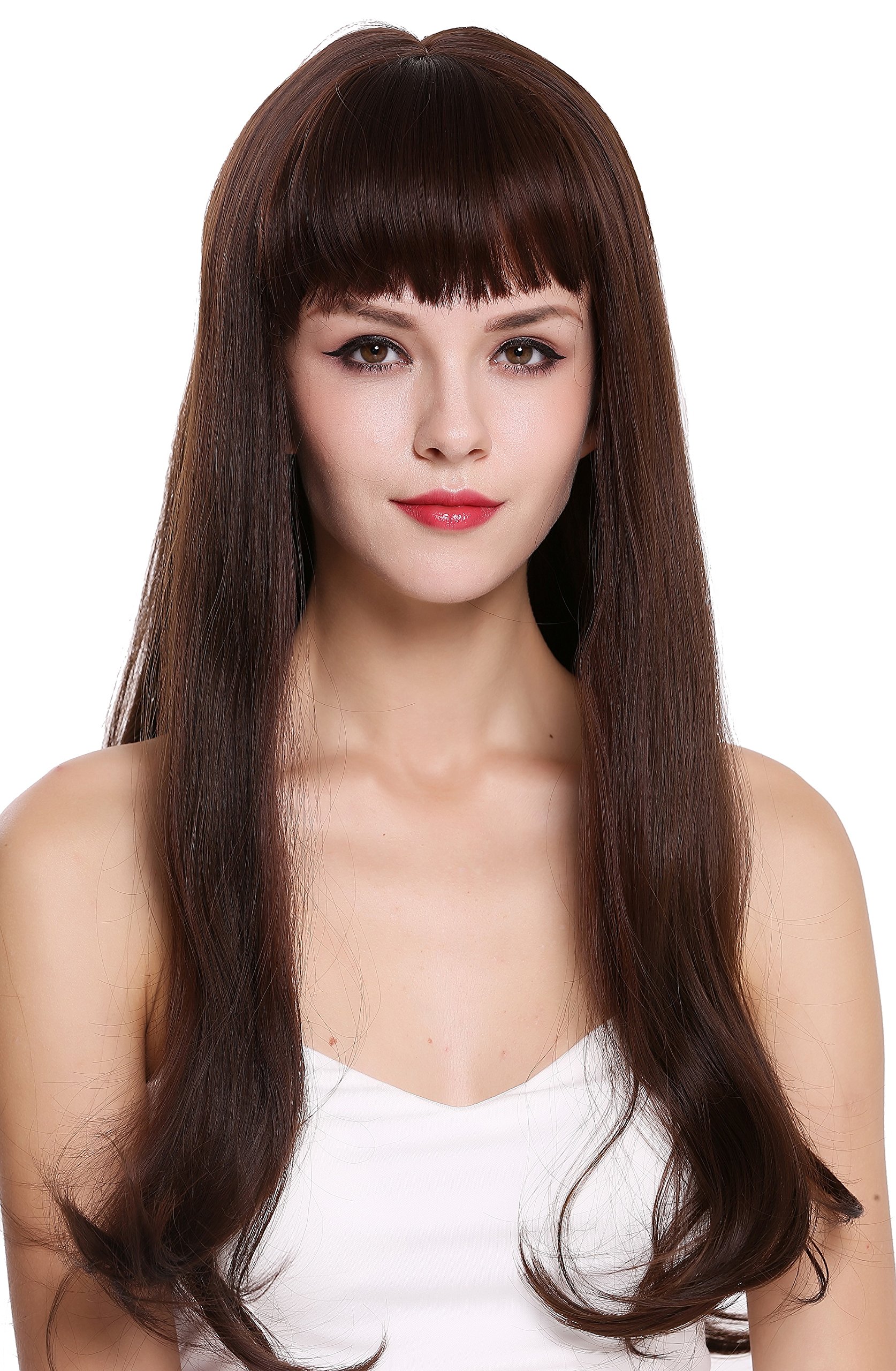 WIG ME UP - C8135-8/33 Quality women's wig lady very long sleek fringe mahogany brown mix