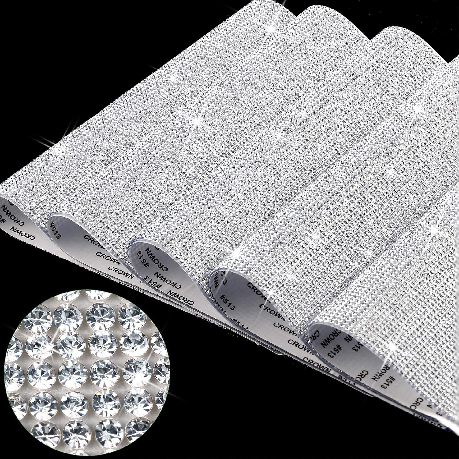 Zonon 60000 Pcs Bling Rhinestone Sheets Stickers Self-Adhesive Crystal Rhinestone DIY Glitter Diamond Resin Stickers for Home Car Cellphone Arts Crafts Decoration 5 Sheets x 12000 Pcs