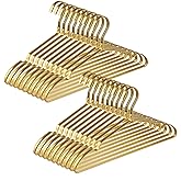 Amber Home 20 Pack Premium Matte Gold Aluminum Coat Hangers, 16.5&rdquo; Extra Smooth &amp; Durable Metal Shirt Dress Hanger, Light &amp; Sturdy Metal Rack for Jacket Trouser Pant Slack