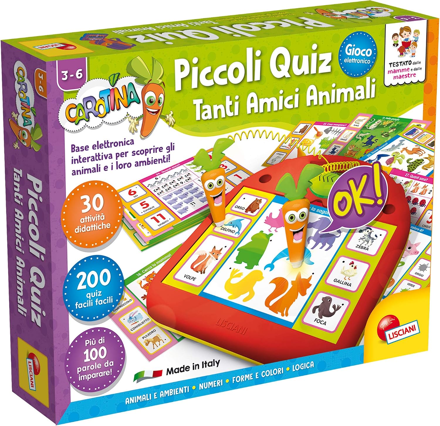 Lisciani Games - Carotina Small Quiz Many Friends Animals Game, Multicolor, 80021, Multi-coloured