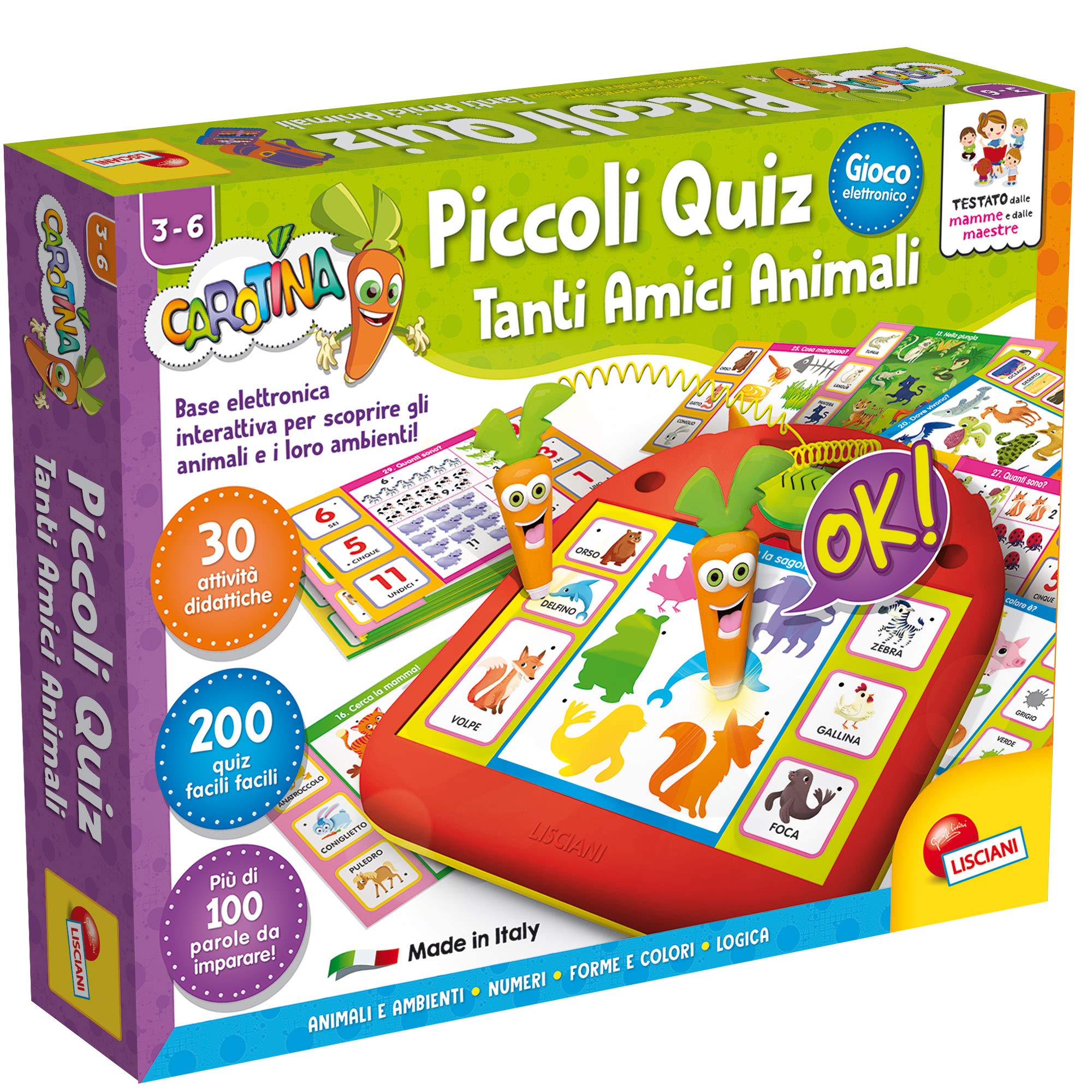 Lisciani Games - Carotina Small Quiz Many Friends Animals Game, Multicolor, 80021