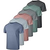 Kinglaman 6 Pack Workout Gym Shirts for Men, UPF 50+ Short Sleeve UV Sun Shirt Outdoor Gym Hiking Tops Quick Dry Shirts
