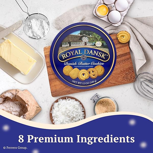 ROYAL DANSK DANISH BUTTER COOKIES, PREMIUM ASSORTED COOKIES IN GIFT TIN, GREAT FOR SHARING AND GIFTING, 12 OZ