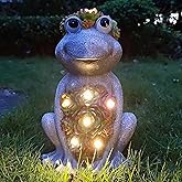 VIVICOMFY Solar Frog Garden Outdoor Statue with 8 LED Lights Mom Gifts Home Decorations,Fairy Garden Solar Figurines Lights, Resin Frog Decor Art Housewarming Gift for Patio,Yard,Lawn Ornament