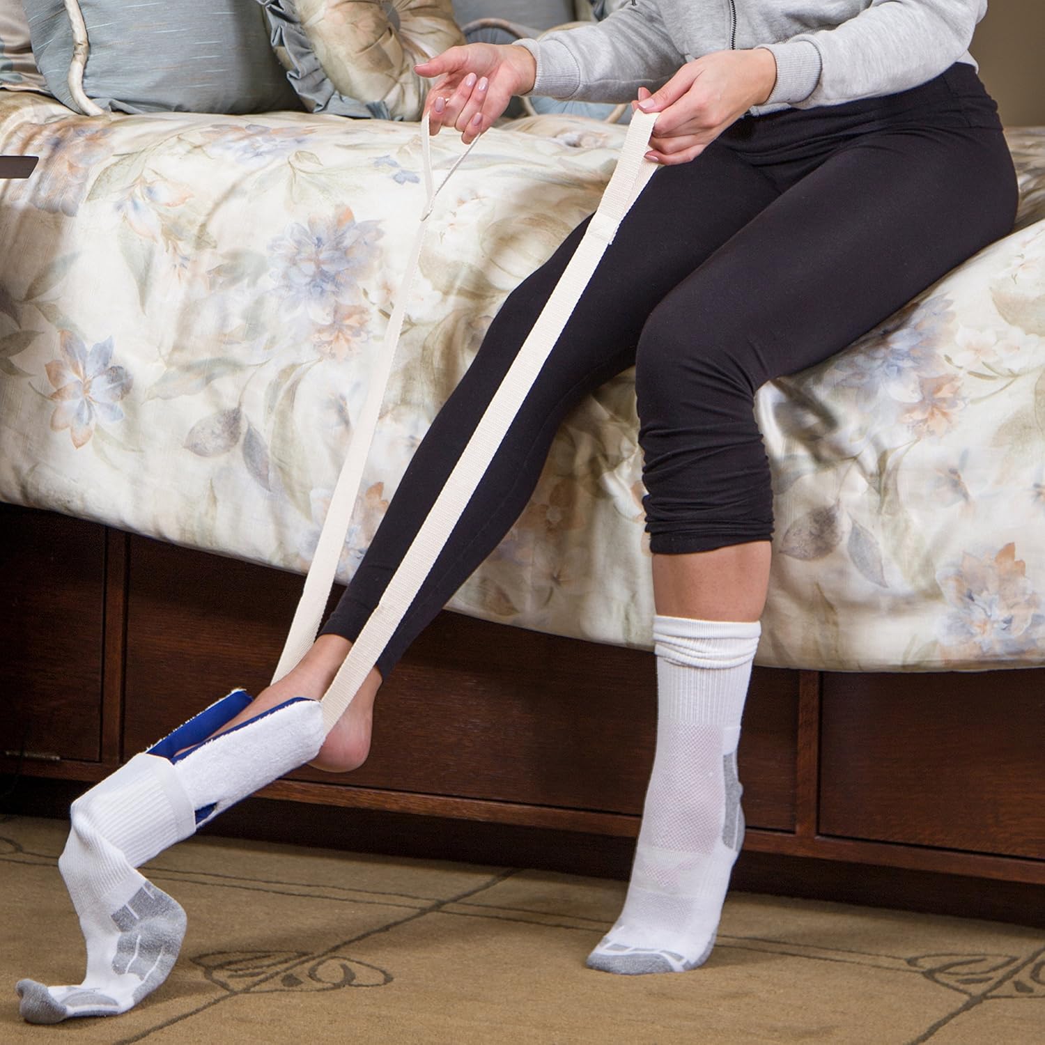 Sock Aid and Stocking Assist | Flexible Plastic W/Terry Covered Non-Slip Resistance Surface | Easy Putting Up and Removing Socks or Compression Stocking | Easy Putting On Stocking Donner: Health & Personal Care