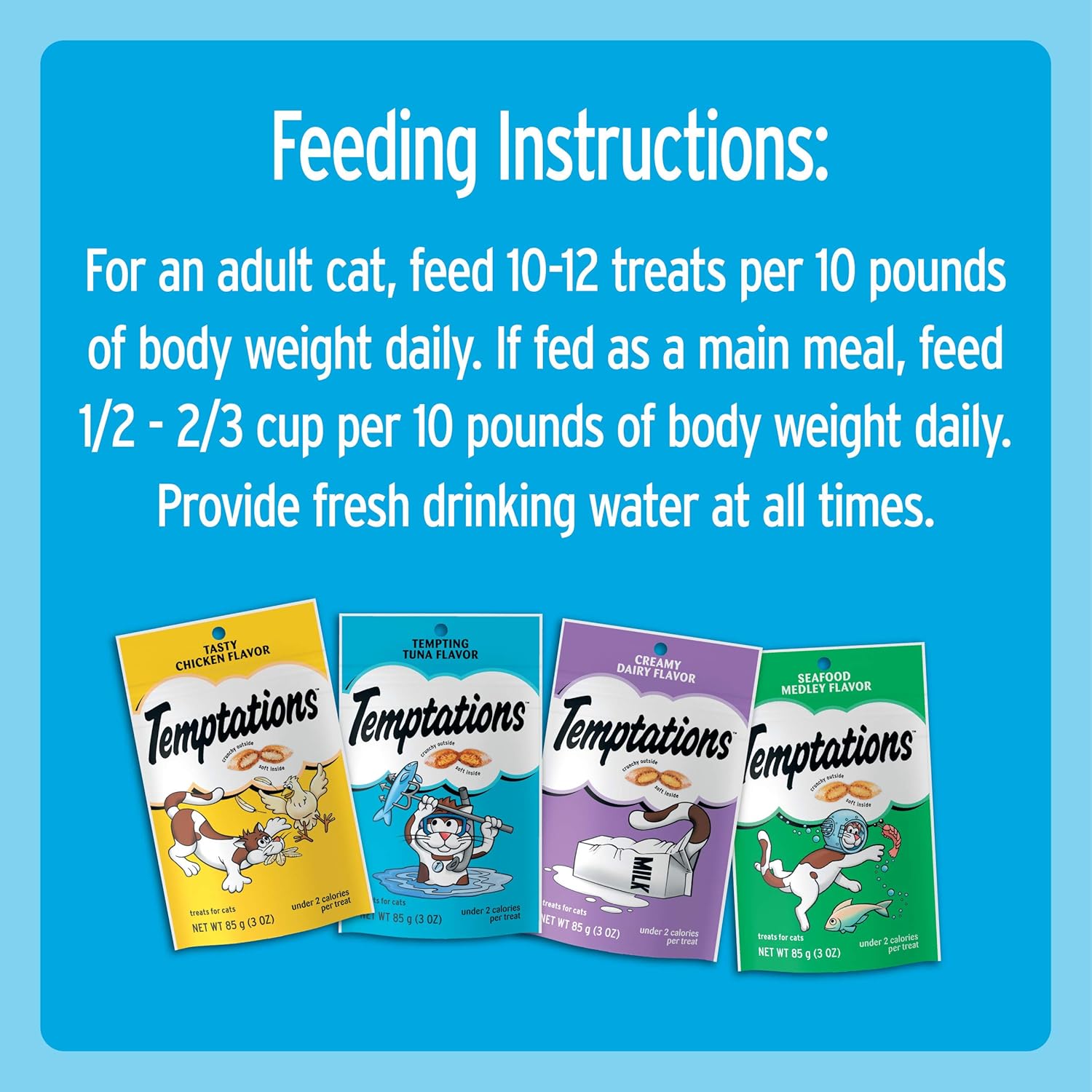TEMPTATIONS Classic Crunchy and Soft Cat Treats Feline Favorite Variety Pack, (4) 3 oz. Pouches : Pet Snack Treats : Pet Supplies