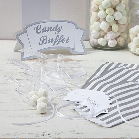 Candy Bar Süßigkeiten Set für Hochzeit oder Party - 3 Kellen, 25 Tüten, 1 Schild, 4 Etiketten
