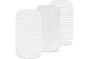 BUBLO BABY 3-Pack Organic Fitted Bassinet Sheets, Compatible with Halo, Snoo, Graco, Dream On Me, Delta, and Other Standard Size Bassinets - Fits Oval, Hourglass, & Rectangle Shapes (Size 32 x 16 x 4 Inches)