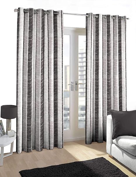 Skipper Stripes Polyviscose Eyelet Extra Long Door Curtain 9ft