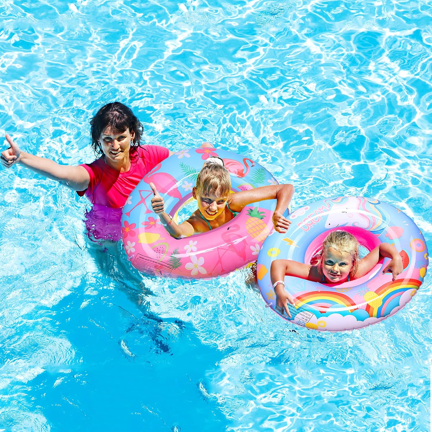 Invech Inflatable Pool Float for Kids, 3 Pack Unicorn Swim Rings with Lounger Raft, Summer Fruits Pool Tubes for Boys/Girls Swimming Water Floats Party Toys: Sports & Outdoors