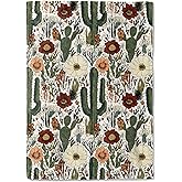 coedoaes Cactus and Flower Fleece Blanket - 50x60in Desert Cacti Southwestern Throw Blankets,Soft Cozy Lightweight, Ideal for Living Room Home Rustic Spring Decor and Kids Women Girls Gifts