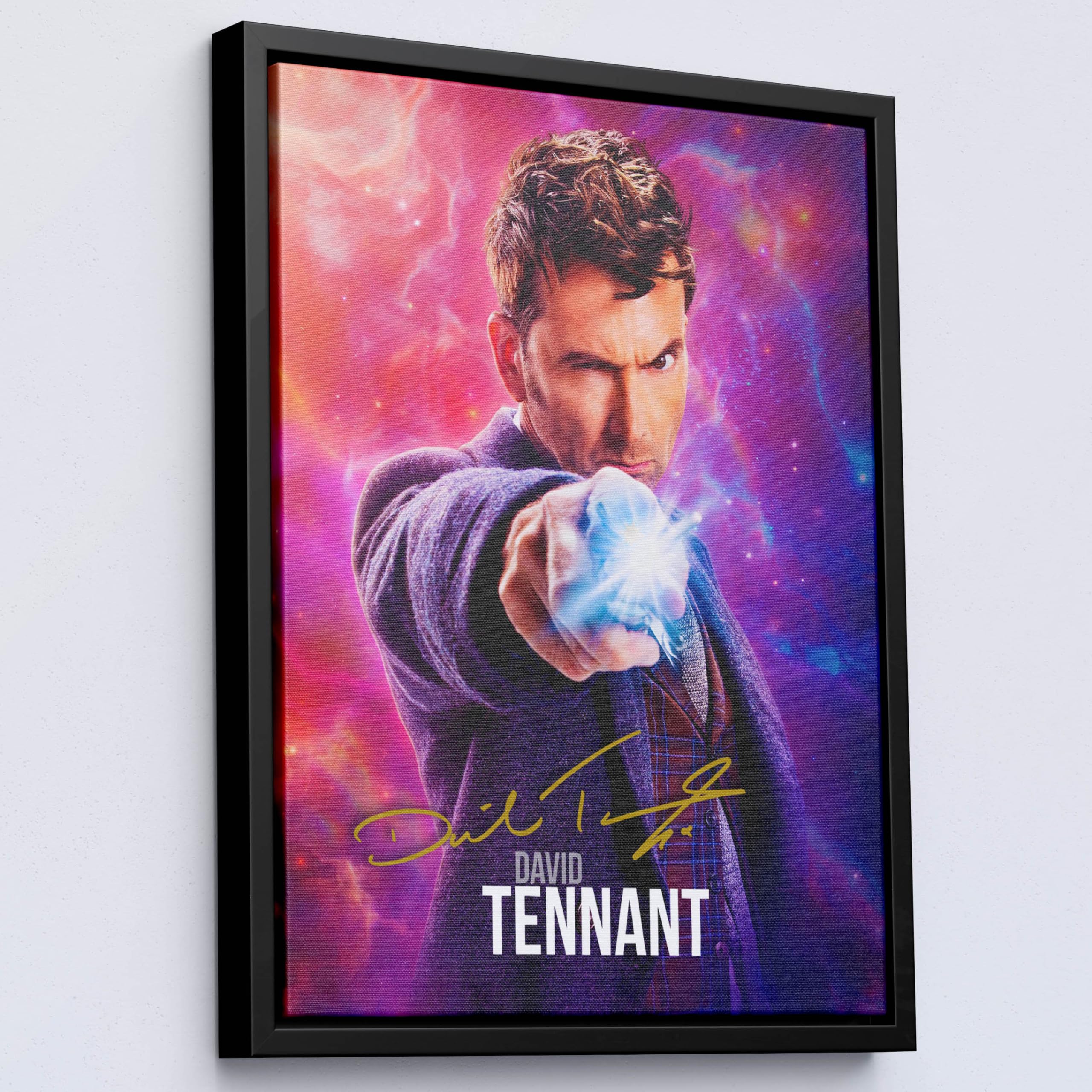 HWC Trading David Tennant Dr Who 16 x 12 inch Canvas Print Signed Autograph for TV Show Fans - Black Framed Canvas