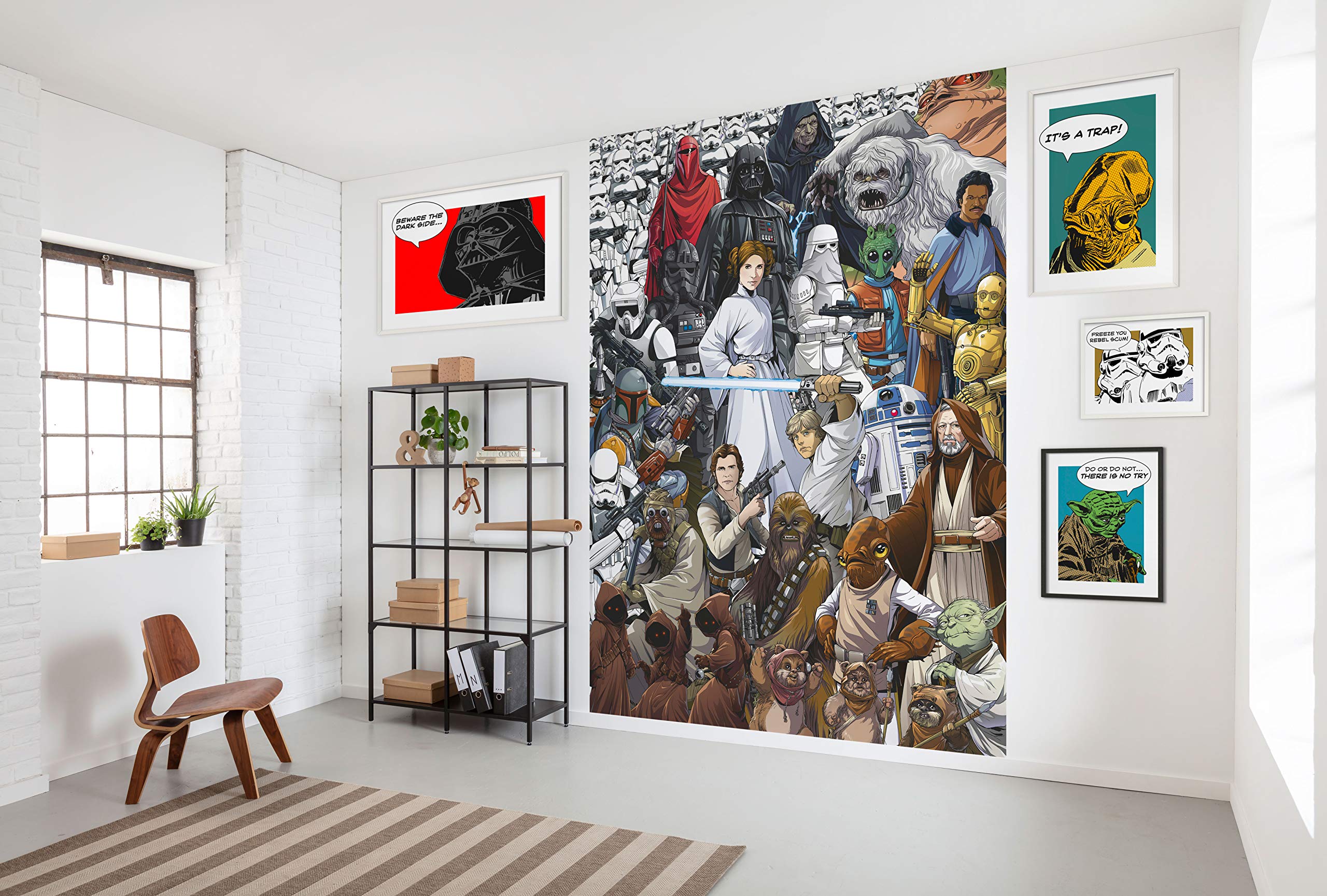 Komar 4-4111 Photo Wallpaper Classic Cartoon Collage Size 184 x 254 cm (Width x Height) Star Wars 9 Jedi Skywalker Wallpaper Wall Design Decoration 4-4111 Multi-Coloured