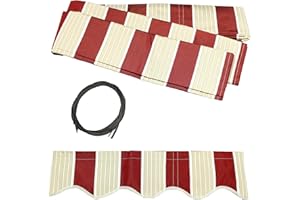 ALEKO Patio Awning Fabric Replacement | 8x6.5 Feet | 100% Polyester Canopy Cover, Sun Shade, Deck, Balcony | UV Protection | Multi-Red