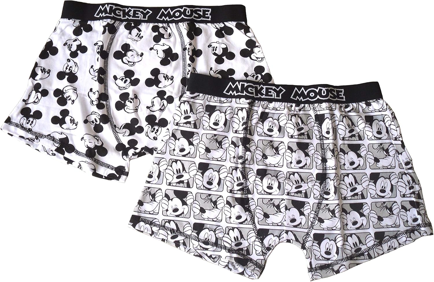 Mens 2 Pack Boxer Shorts Hipsters Disney Mickey Mouse (L) White Amazon