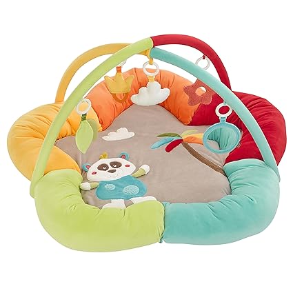 Fehn 067323 3-D-Activity-Nest Jungle Heroes / Besonders weicher Spielbogen mit 5 abnehmbaren Spielzeugen für Babys Spiel & Sp