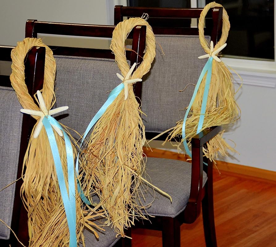 Amazon Com Beach Wedding Starfish Raffia Chair Decorations