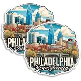 Philadelphia Pennsylvania Fridge Magnet 4 Inch 2-Pack Vinyl | Holds On Refrigerators, Lockers, Whiteboards &amp; Filing Cabinets &ndash; Travel Souvenir Gift For Men &amp; Women