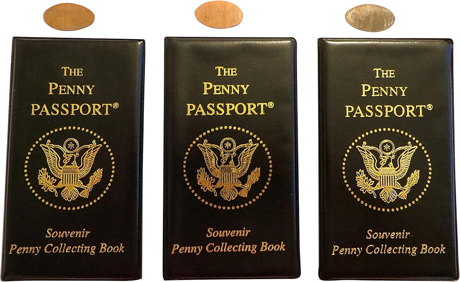 3 Penny Passport Souvenir Elongated Coin Albums With Free Pressed Pennies