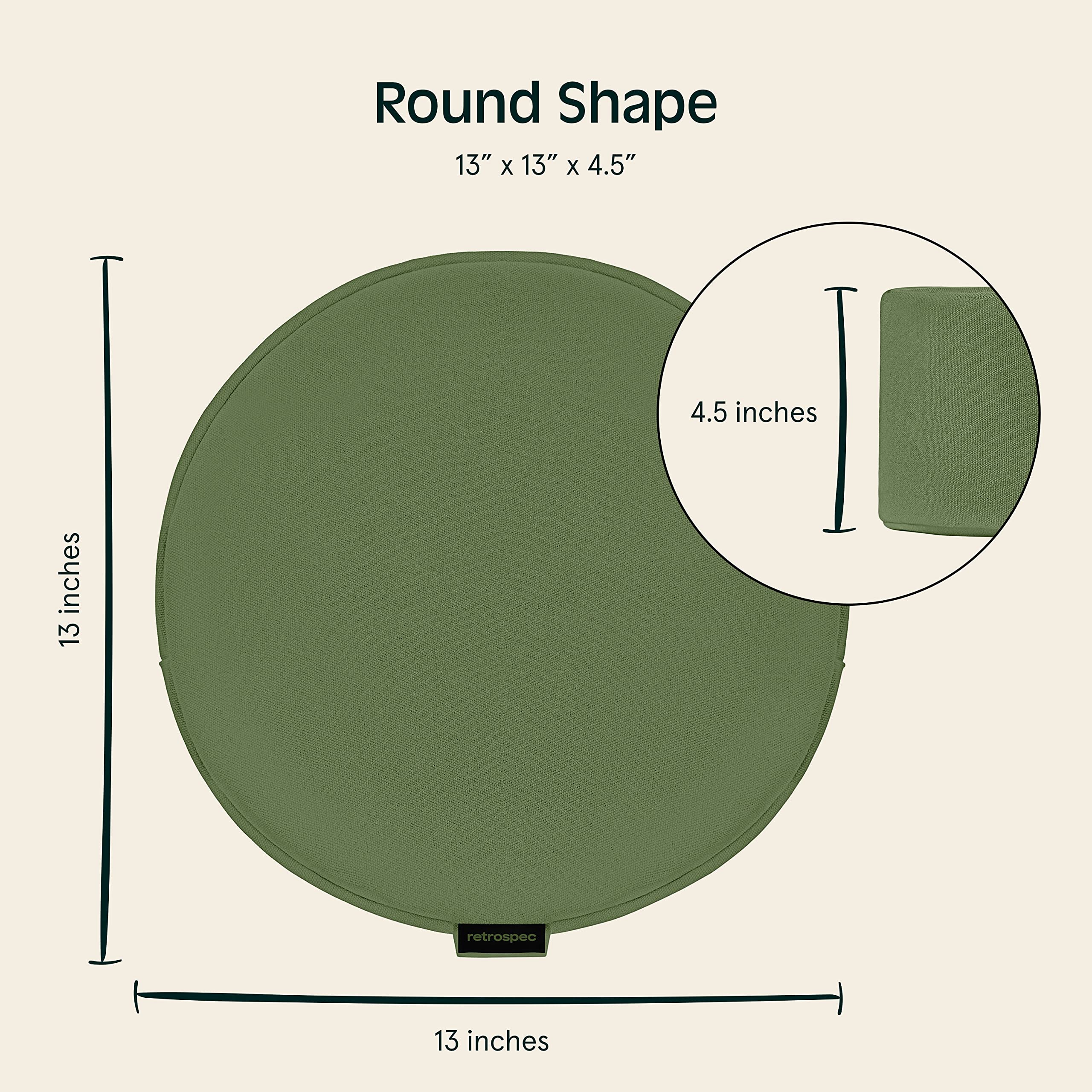 Retrospec Sedona Zafu Meditation Cushion Filled w/Buckwheat Hulls - Yoga Pillow for Meditation Practices - Machine Washable 100% Cotton Cover & Durable Carry Handle; Round, Basil - Image 4