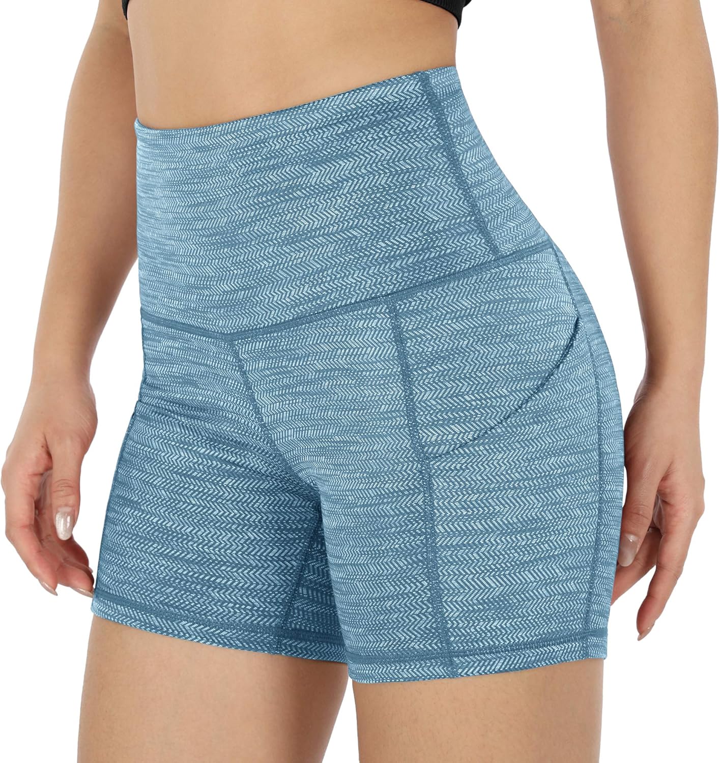 ODODOS Women's 5"/2.5"/9" High Waist Bike Shorts with Pockets Workout Sports Athletic Running Biker Yoga Shorts: Clothing