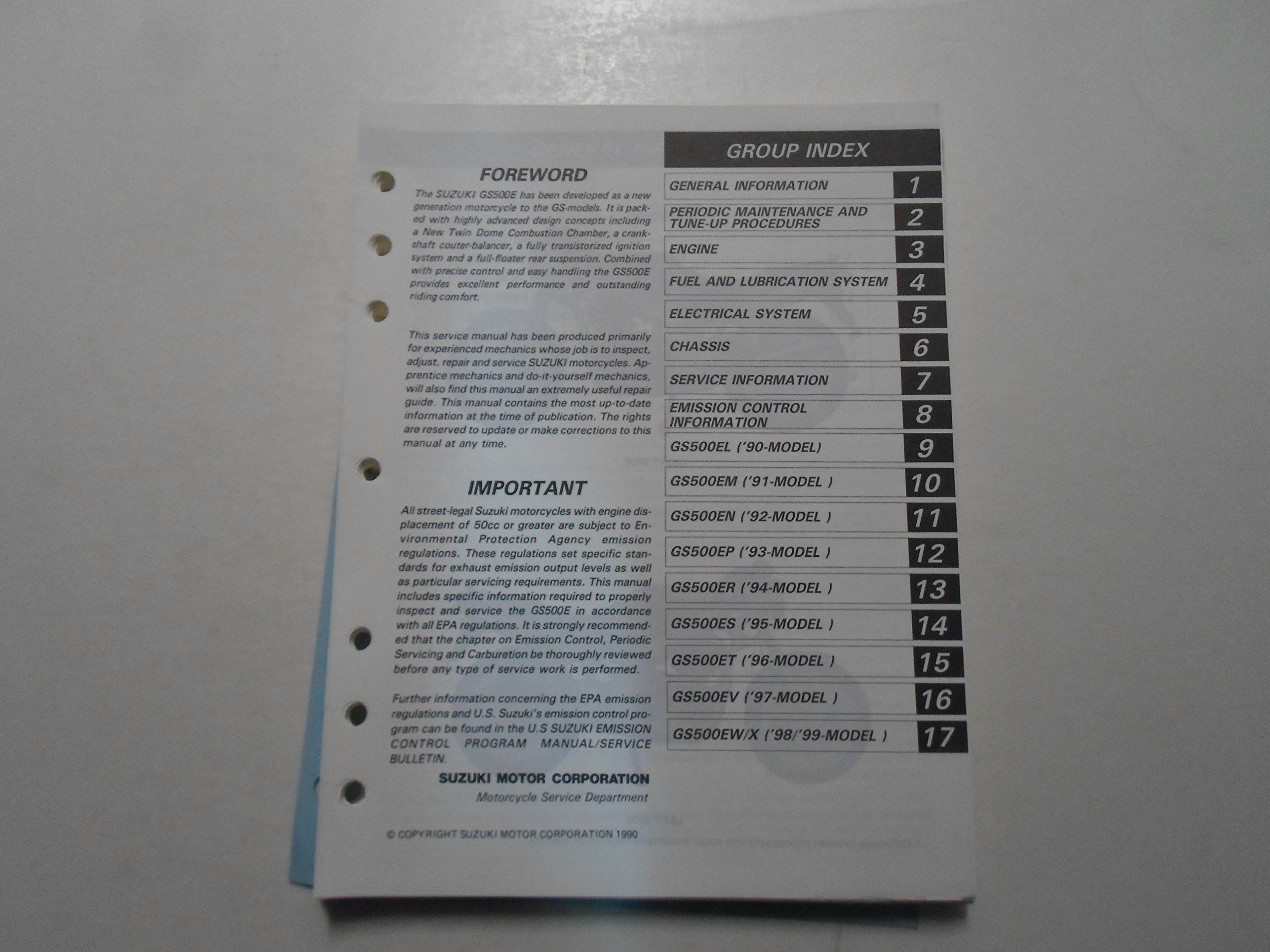 1990-1999 Suzuki GS500E GS 500 E Motorcyle Service Shop Repair Manual LOOSE  LEAF: Suzuki: Amazon.com: Books