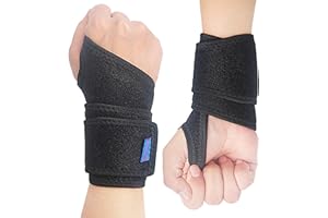 GULF W 2Pack Version Profession Wrist Support Brace, Adjustable Wrist Strap Reversible Wrist Brace for Sports Protecting/Tendonitis Pain Relief/Carpal Tunnel/Arthritis/Injury Recovery, Right&Left … (Black)
