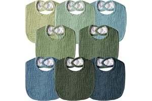 Wrrernsin Muslin Baby Bibs for Unisex Boys Girls, Cotton Drool Bibs, Adjustable Newborn Bibs for Drooling and Teething