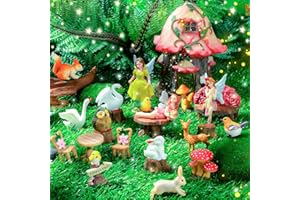 Soaoo 25 Pcs Fairy House Garden Figurines Kit Spring Garden Decor Easter Basket Decoration Spring Decoration Outdoor Wildflower Butterfly Fairy Mushroom Party Supplies Micro Landscape Ornaments