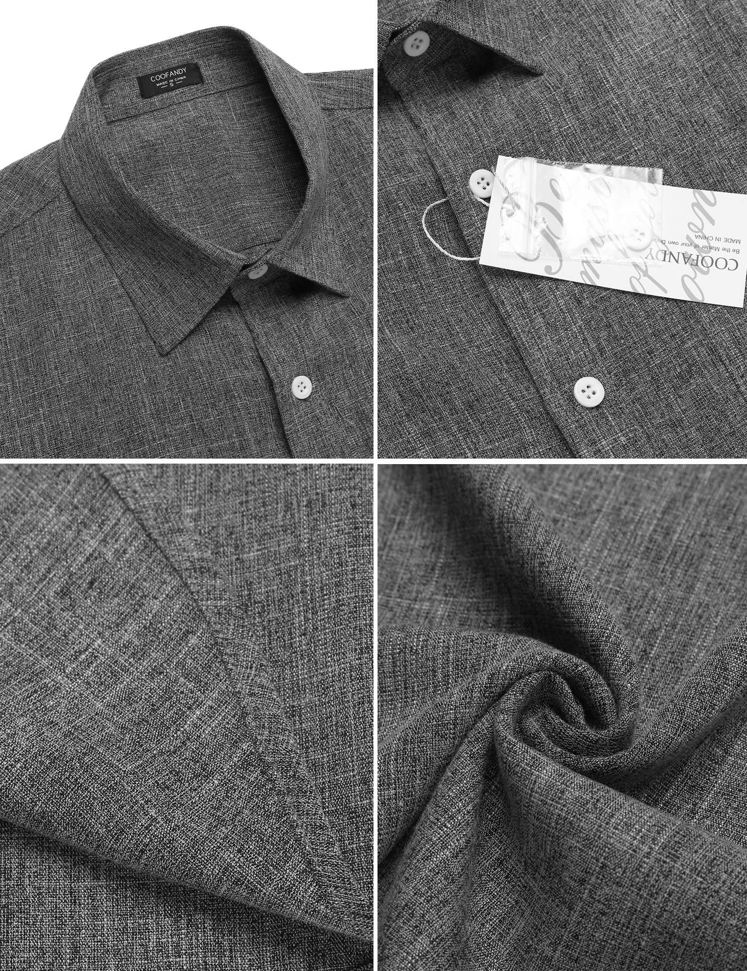 COOFANDY Men's Casual Button Down Shirts Short Sleeve Linen Shirts Summer Beach Dress Shirt