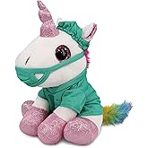 DolliBu White Unicorn Doctor Plush Toy - Super Soft Unicorn Doctor Stuffed Animal Dress Up with Cute Uniform and Cap Outfit - Fluffy Toy Plush Gift for Doctor - 8 Inches