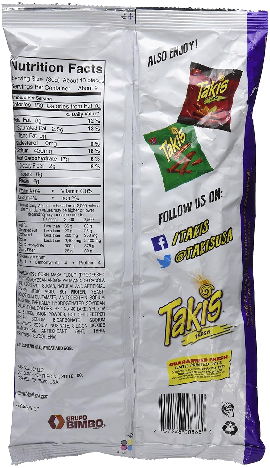 Barcel Takis Fuego Nutrition Facts Besto Blog
