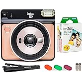 Fujifilm Instax Square SQ6 + Fujifilm Instax Square Instant Film (20 Sheets) Bundle with Deals Number One Cleaning Cloth (Blu