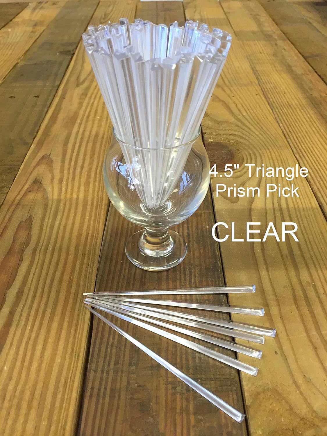 Picks, PACK of 100 CLEAR 4.5" Triangle Prism Cocktail, Party, Food Pick Cocktail