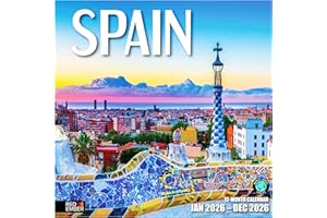 RED EMBER Spain 2026 Wall Calendar 12 Month | 12" x 24" Open | Thick & Sturdy Paper | Holiday Gift | Europe Travel Calendar 2026
