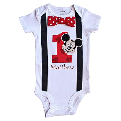 Amazon Com Baby Boys 1st Birthday Outfit Mickey Mouse Bodysuit