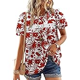 OFEEFAN Blouses for Women Dressy Casual Peplum Babydoll Tops Ruffle Short Sleeve Shirts Plus Size Fashion Clothing