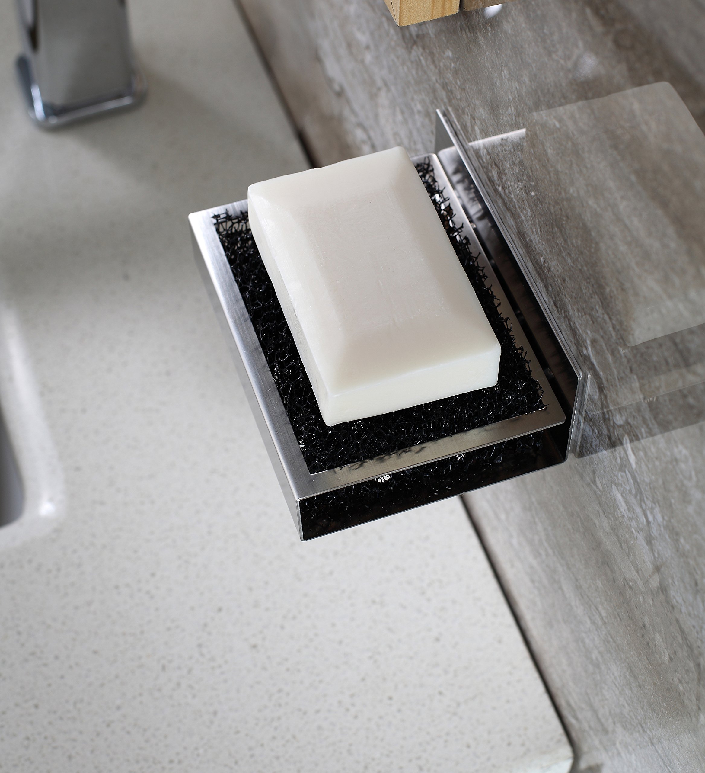 New Soap Dish Holder Brushed Nickel Wall Mount Bathroom Dispenser Self