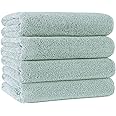 POLYTE Microfiber Quick Dry Lint Free Bath Towel, 57 x 30 in, Pack of 4 (Green)