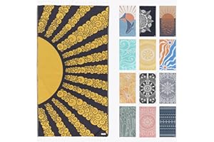 FESHKA Sand Free Turkish Beach Towel (37 x 67) Quick Dry Bath Towel, Oversized Beach Blanket, Lightweight for Travel - Made with 100% Organic Turkish Cotton - Golden Hour (Yellow/Navy)