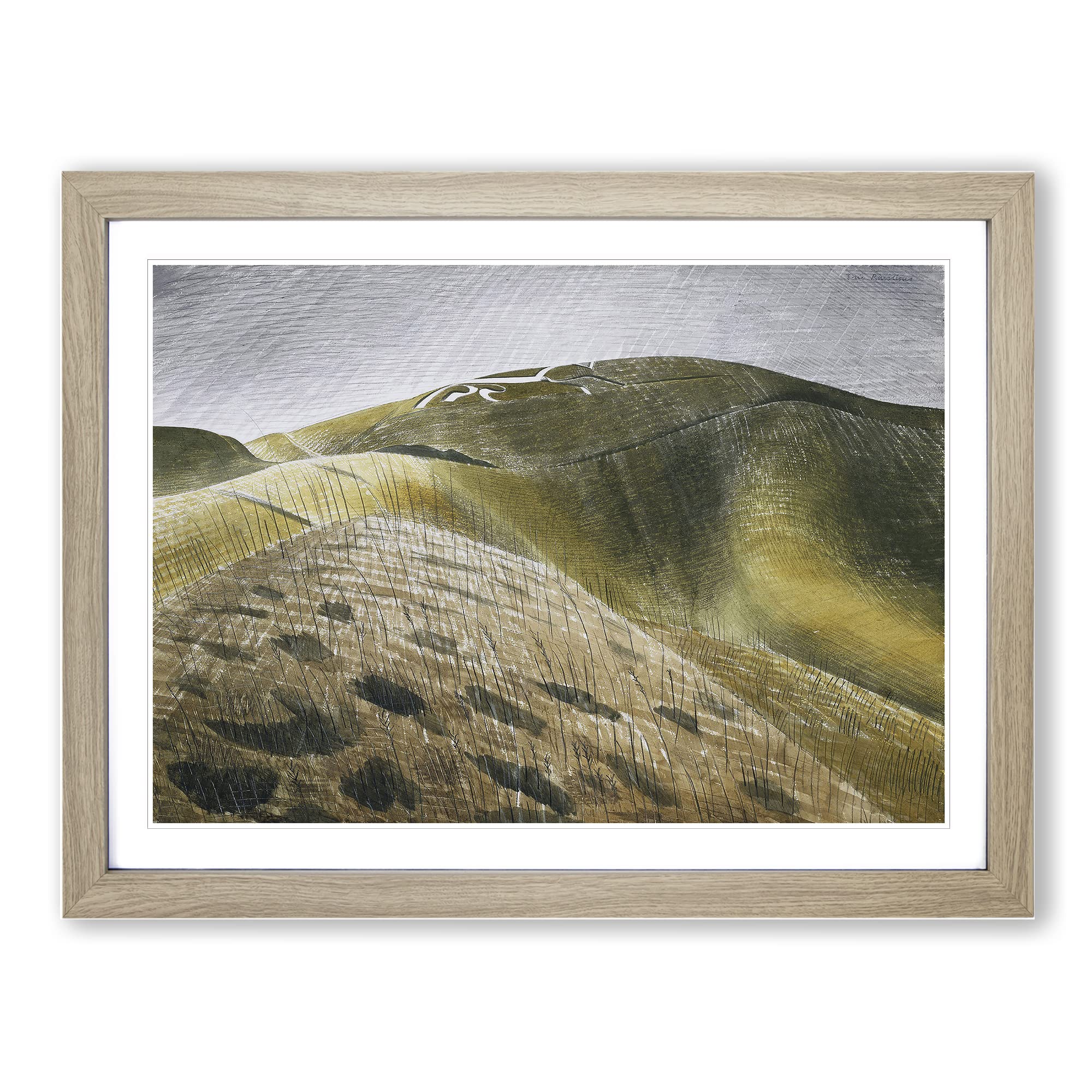 Eric Ravilious Vale of the White Horse Classic Painting Framed Print | A3 Oak Framed Wall Art | Ready to Hang | Classic Animal Picture | Living Room Bedroom Lounge Office