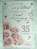 For A Special Mum & Dad On Your 35th Coral Anniversary Rose Design Greeting Card