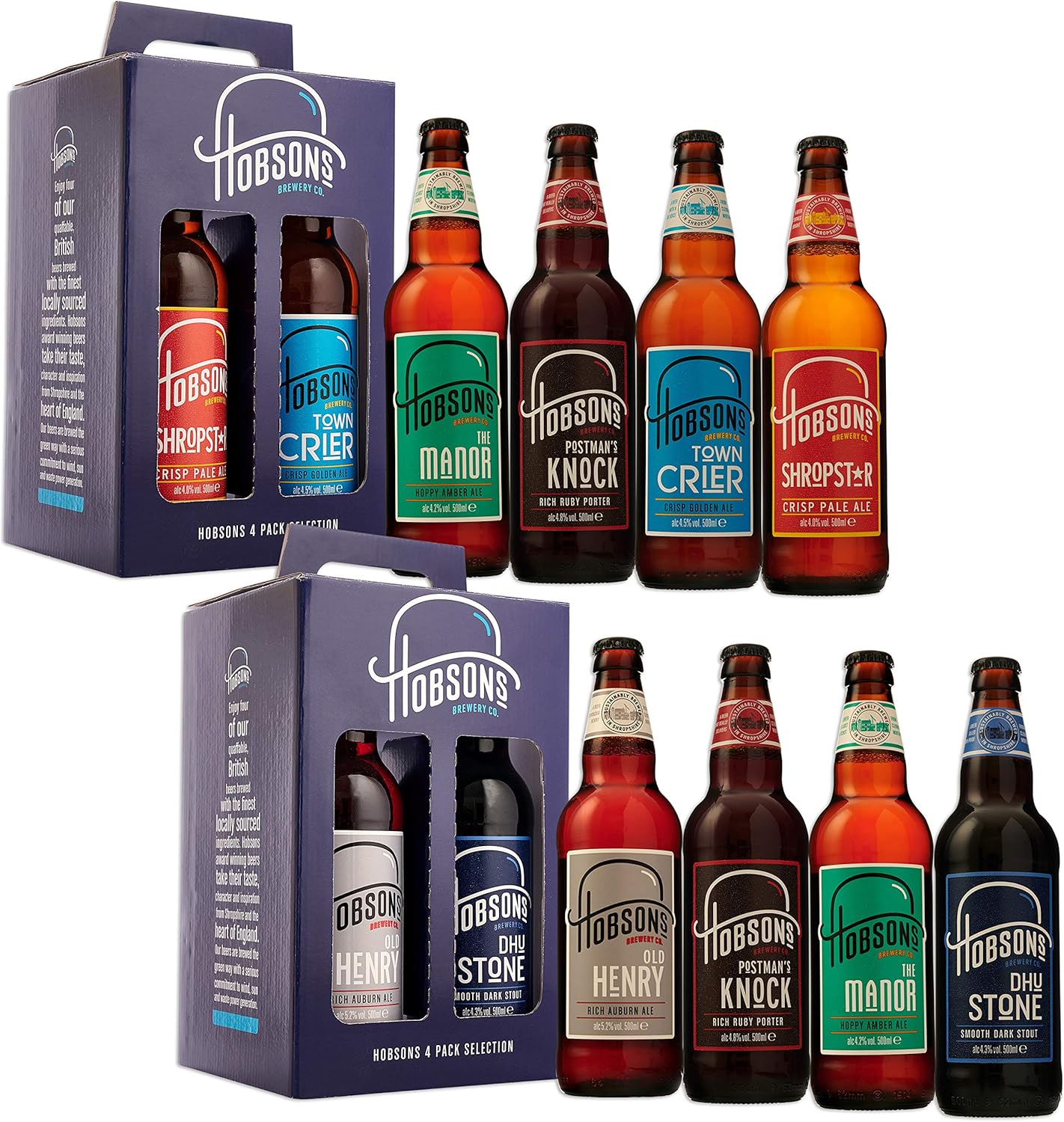 Hobsons Mixed British Real Ale Beer Double Gift Pack Dark Ales, Stout