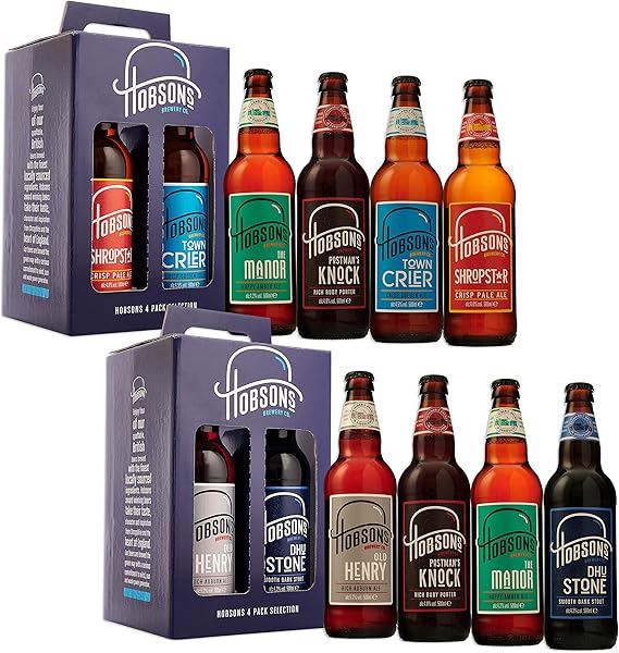 Hobsons Mixed British Real Ale Beer Double Gift Pack Dark Ales, Stout