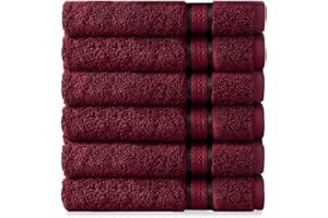 COTTON CRAFT Ultra Soft Hand Towels - 6 Pack 100% Cotton Face Towels - Absorbent Quick Dry Everyday Luxury Hotel Bathroom Kitchen Spa Gym Shower Pool Picnic Dorm - Plush 580 GSM - 16x28 - Burgundy