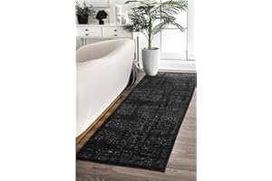 nuLOOM Arlena Vintage Traditional Runner Rug, 2' 6" x 8', Black