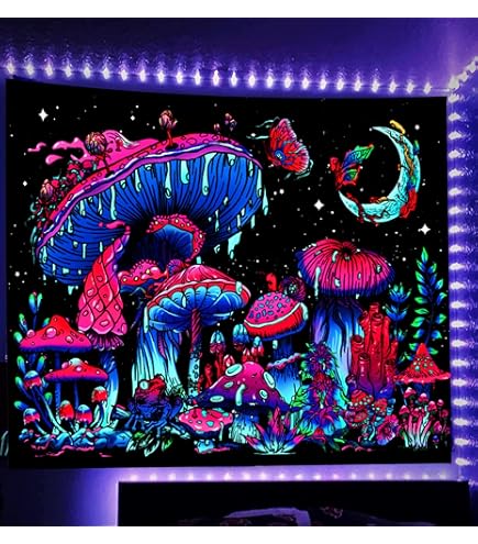 Tenture Murale UV Black Light - Art Psychédélique Fluorescent - Ahankara Art
