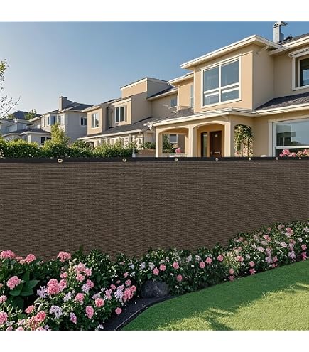 Alion Home 50FT Privacy Fence Screen – Mocha, Walnut, Smoke, Black, Beige (90% Blockage, Weatherproof)