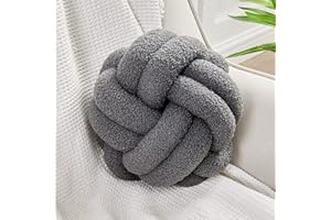 Uvvyui Knot Pillow Ball, Soft Dark Grey Home Decor Knotted Pillows, Handmade Round Plush Throw Pillow, Aesthetic & Cute Large Decorative Pillows for Bed, Floor, Couch, Bedroom Home Decor 11 inches