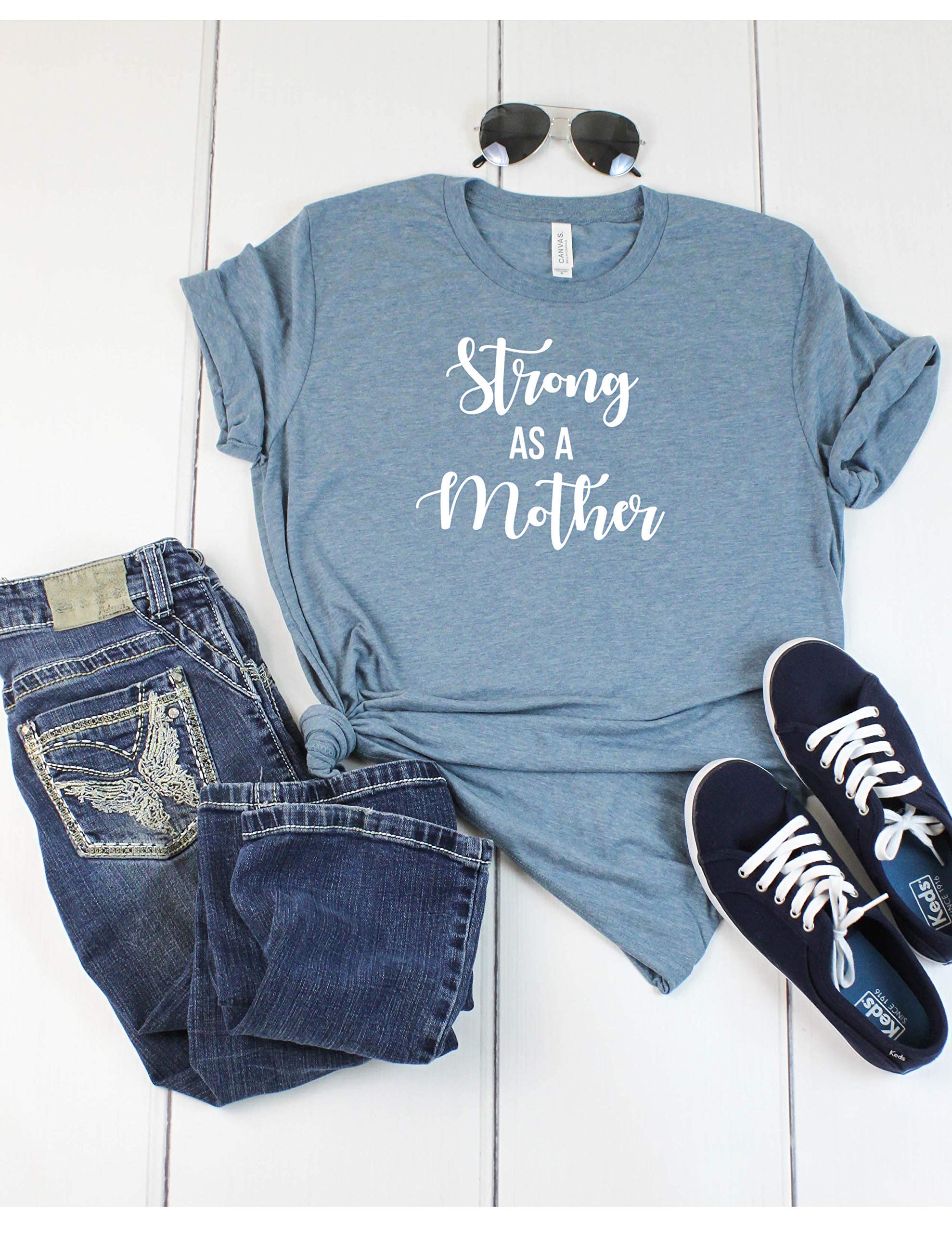 Strong As A Mother T Shirt T-shirt Casual Top Graphic Tee Short Sleeve Shirt Mom T-shirt S